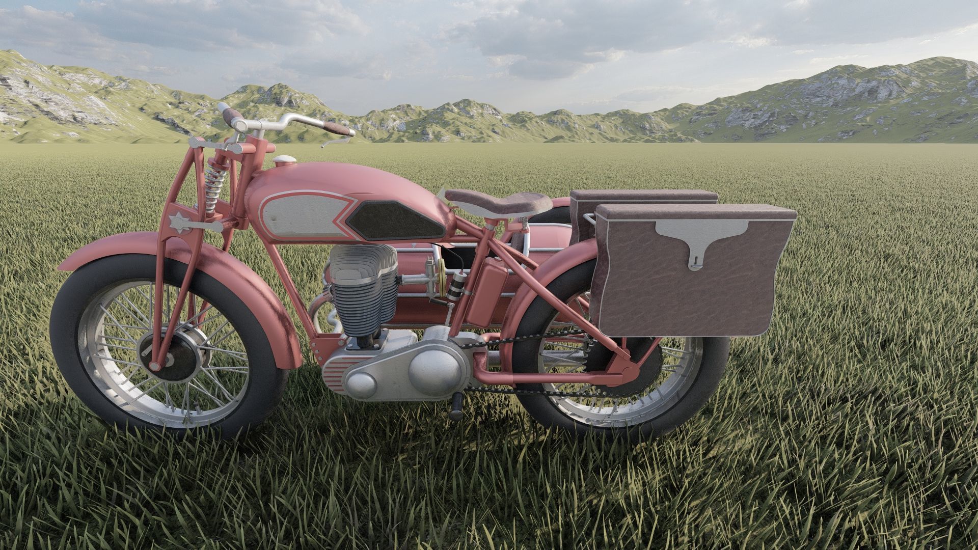 1930S Moped with basket 3D model_25