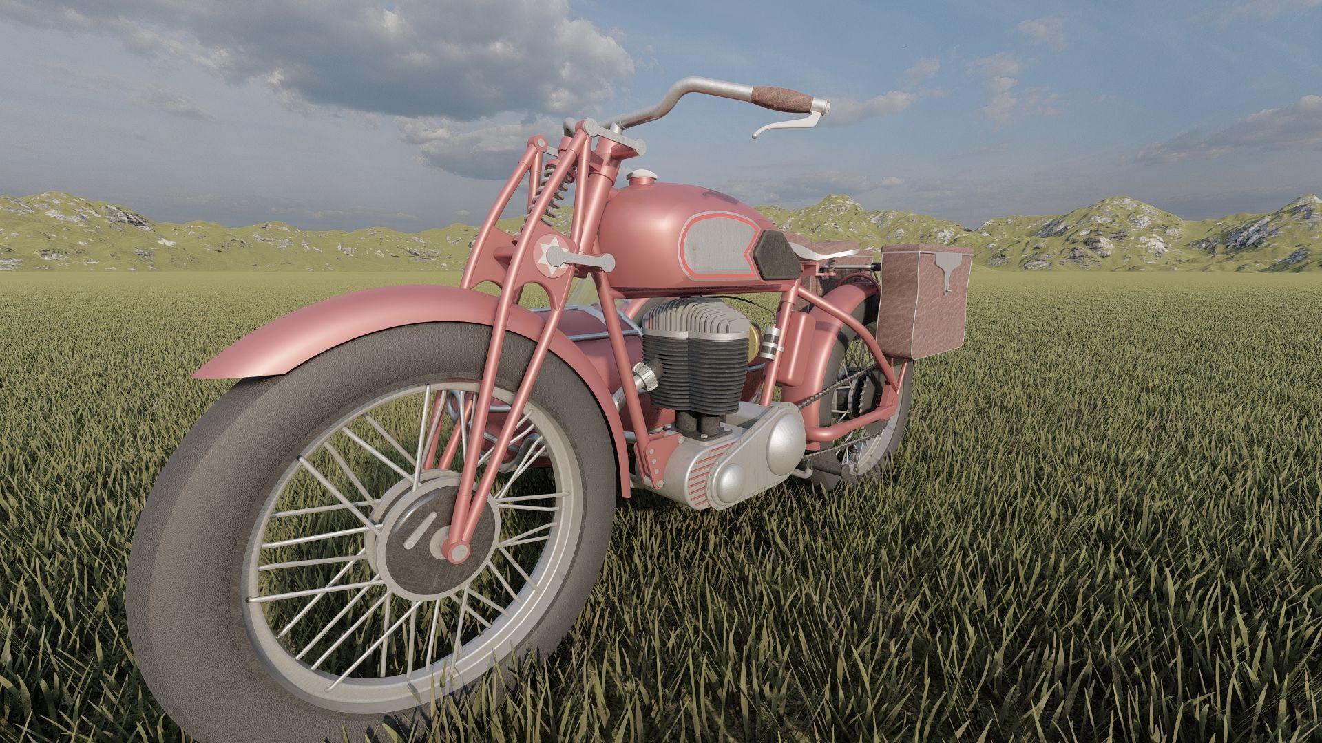 1930S Moped with basket 3D model_9