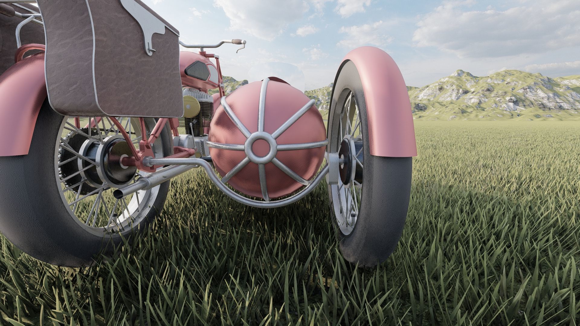 1930S Moped with basket 3D model_14
