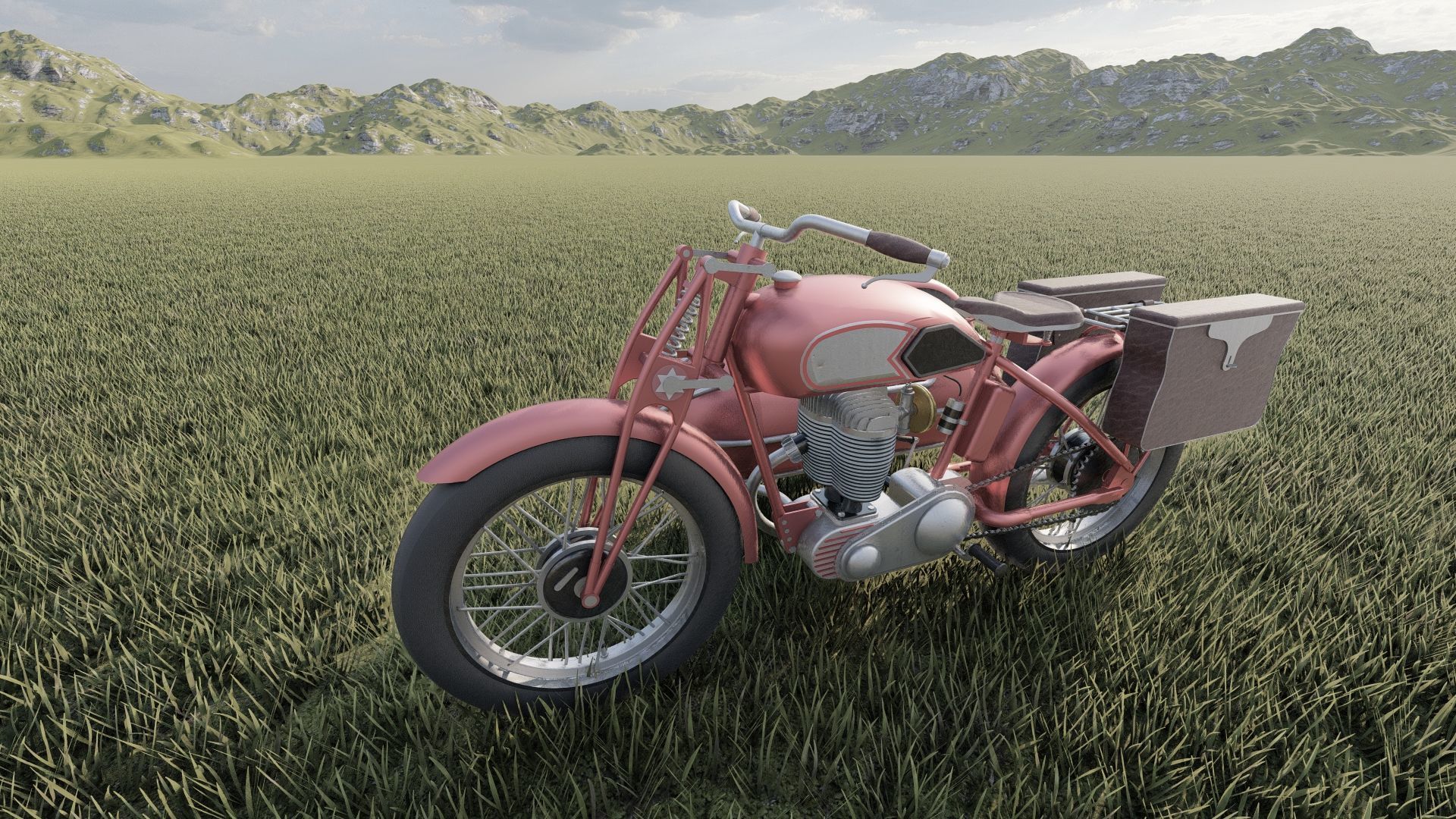 1930S Moped with basket 3D model_24
