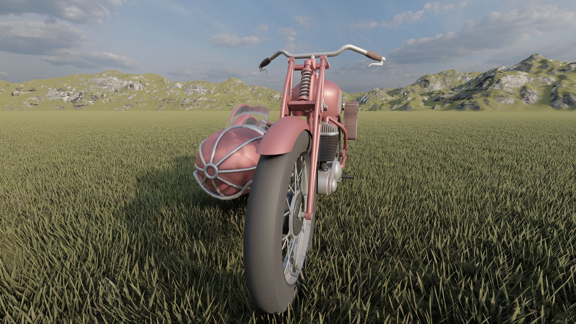 1930S Moped with basket 3D model_8