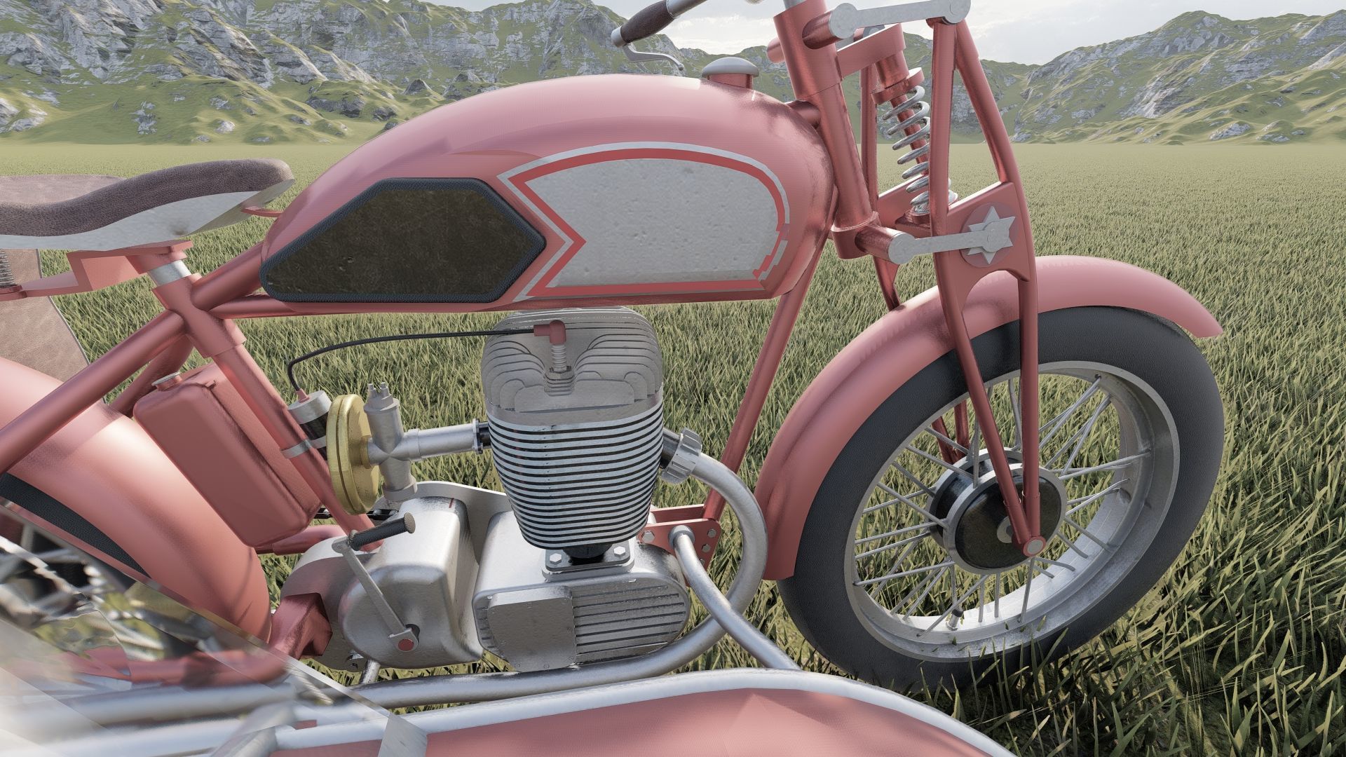 1930S Moped with basket 3D model_21