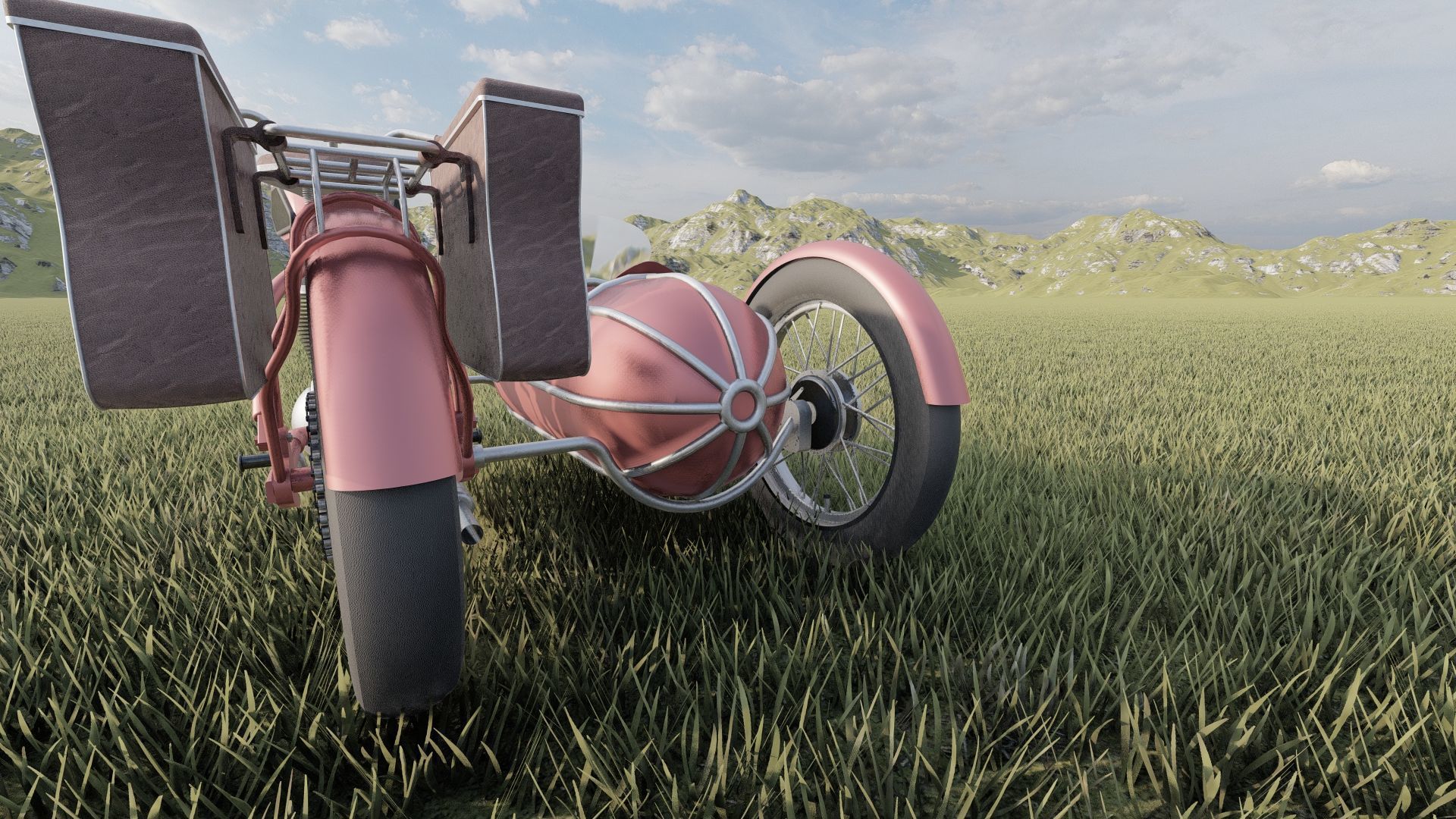1930S Moped with basket 3D model_13