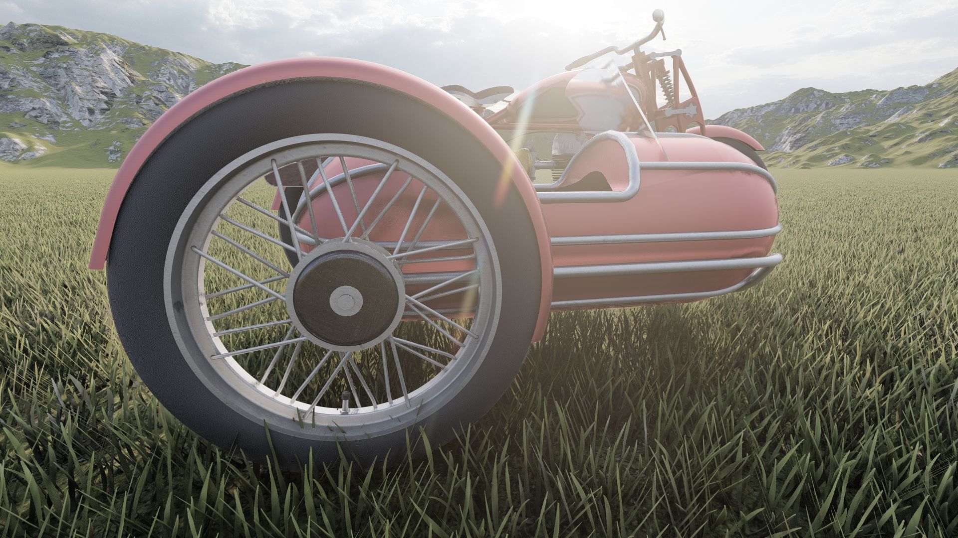 1930S Moped with basket 3D model_16