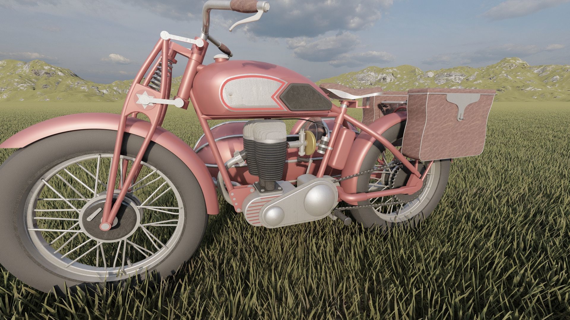 1930S Moped with basket 3D model_10