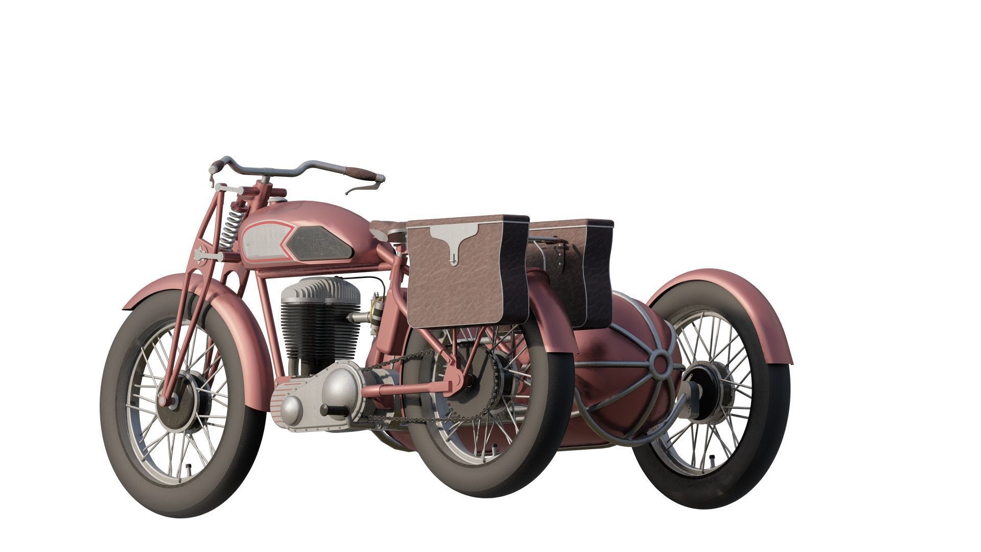 1930S Moped with basket 3D model_4