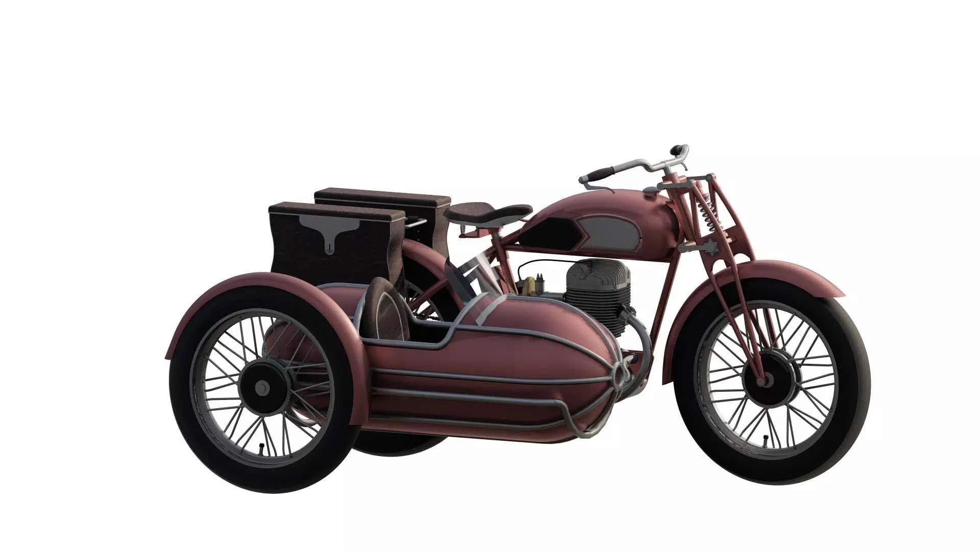 1930S Moped with basket 3D model_0