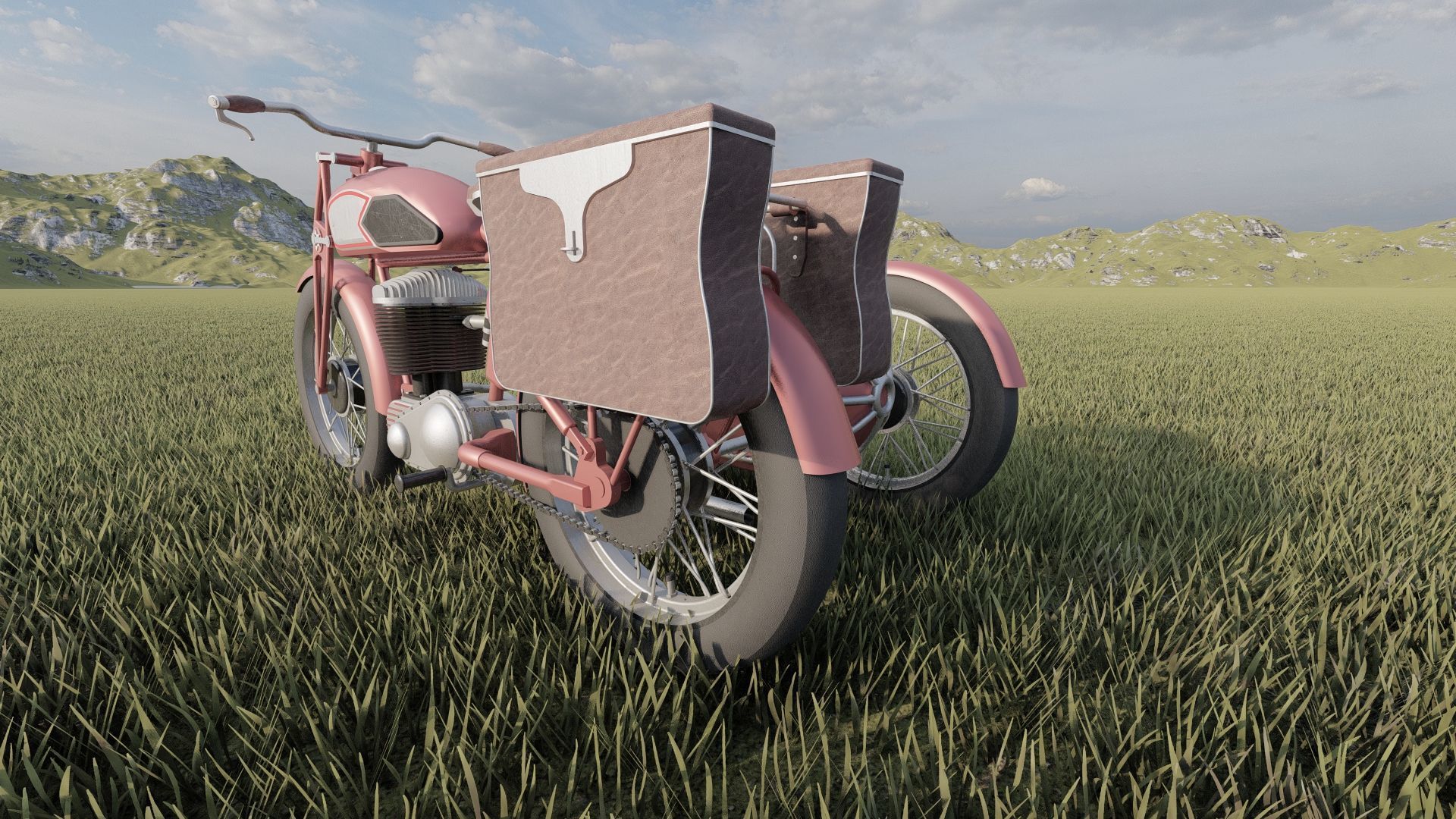 1930S Moped with basket 3D model_12