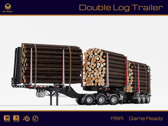 Double Log Trailer 3D model