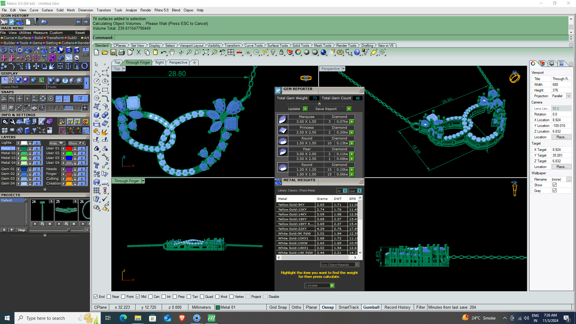 NECKLACE DIAMOND -CAD-035 3D model_12