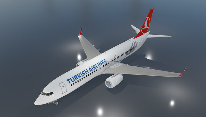 Turkish Airlines Boeing 737-800 low poly 3D Model  Low-poly 3D model