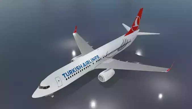 Turkish Airlines Boeing 737-800 low poly 3D Model  Low-poly 3D model