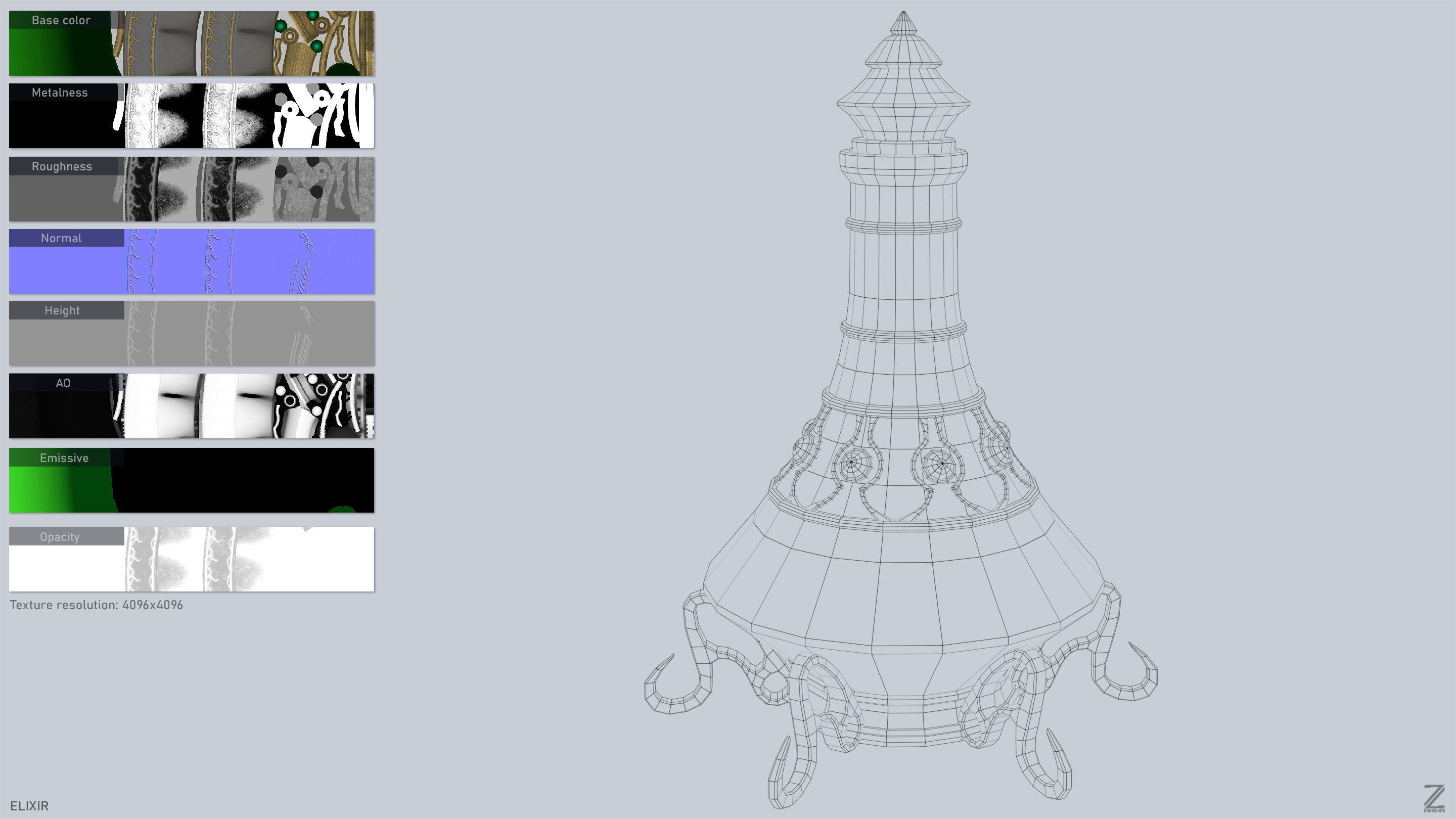 Elixir Low-poly 3D model_3