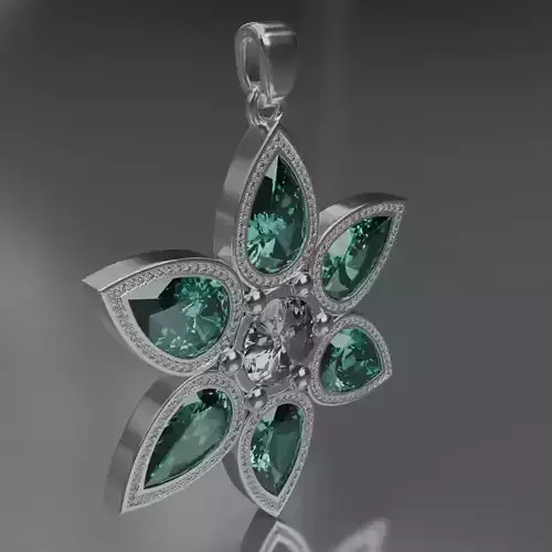 pendand Silver Verdeluna Etoile with topazs 3D model