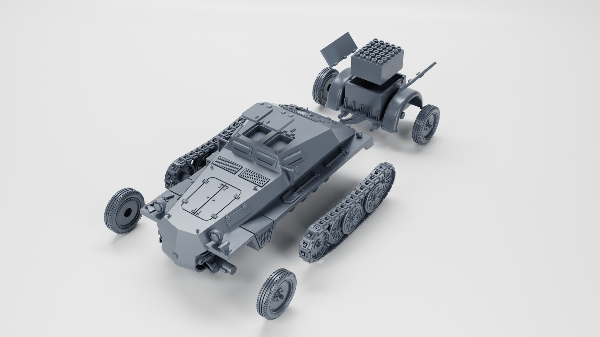 Sd Kfz 252 Leichte Gepanzerte and trailer 3D print model_10