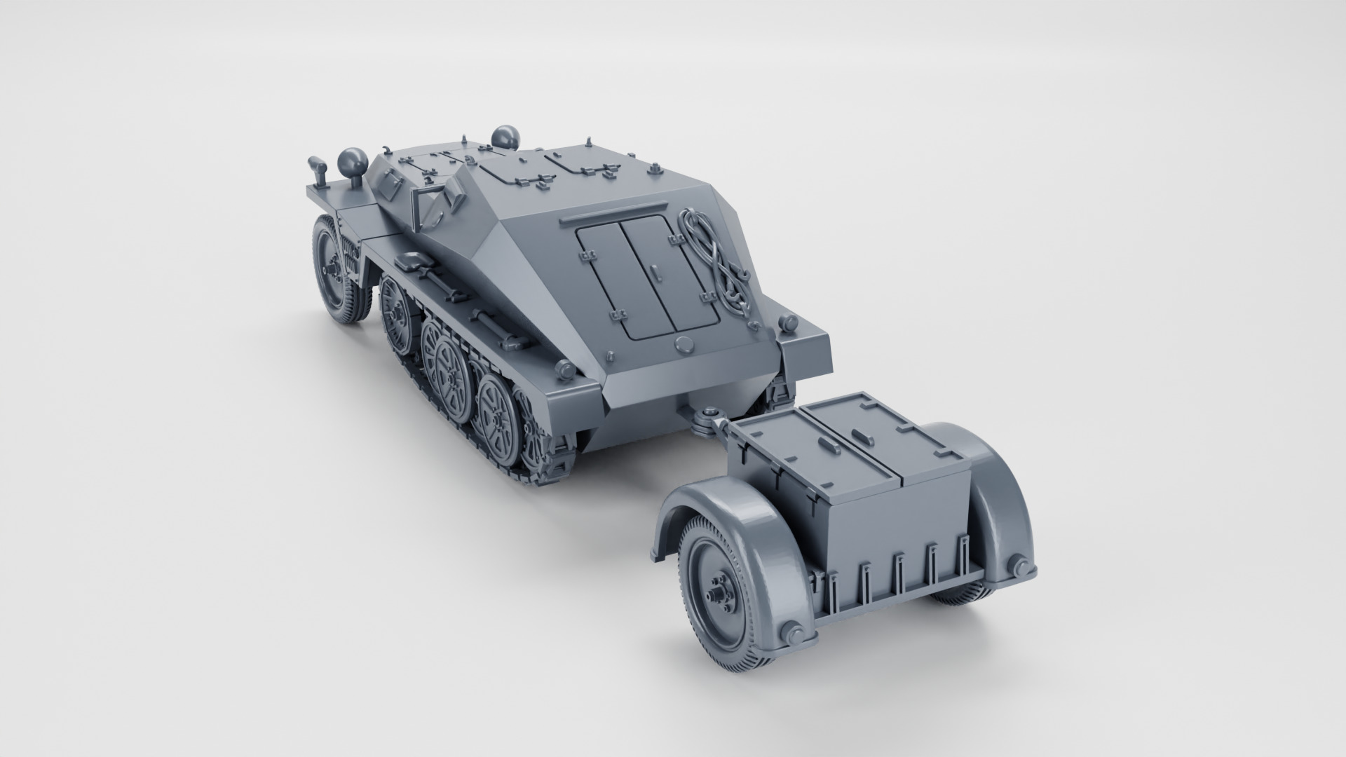 Sd Kfz 252 Leichte Gepanzerte and trailer 3D print model_7
