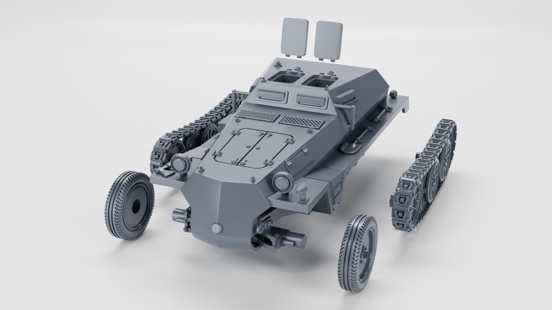 Sd Kfz 252 Leichte Gepanzerte and trailer 3D print model_9