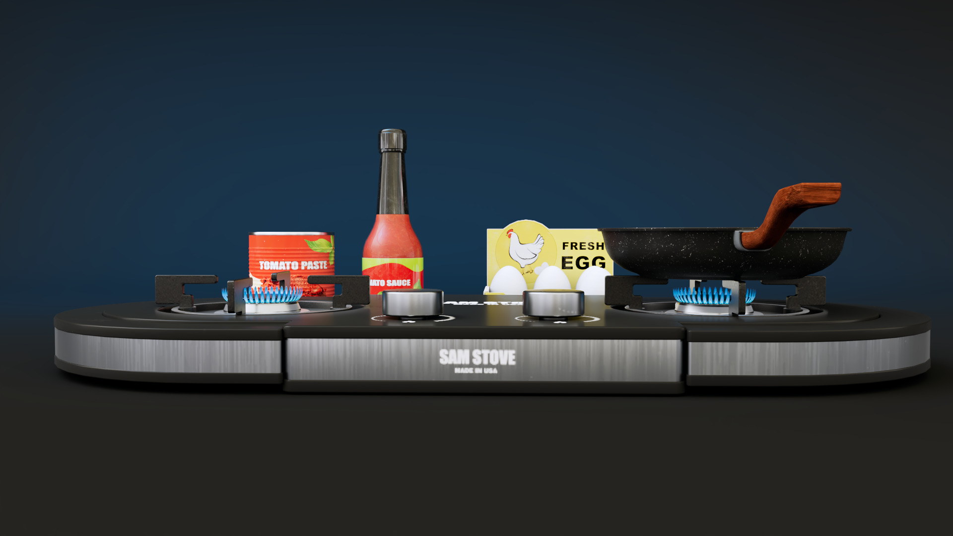 Gas stove Low-poly 3D model_5