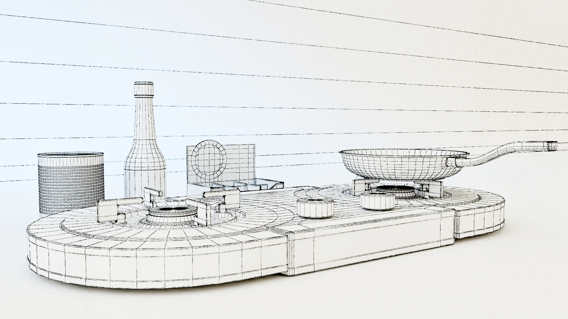 Gas stove Low-poly 3D model_10