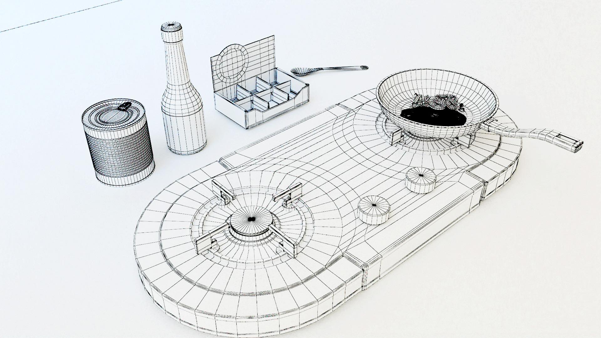 Gas stove Low-poly 3D model_8