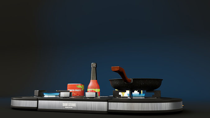 Gas stove Low-poly 3D model 7