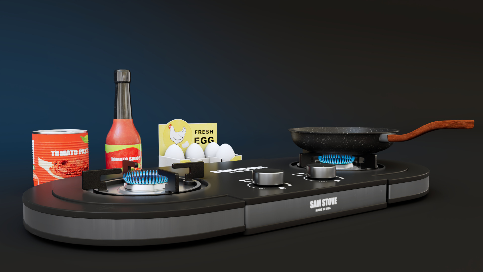 Gas stove Low-poly 3D model_4