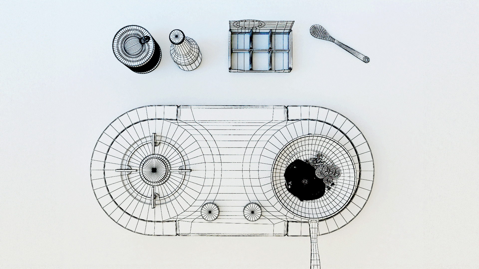 Gas stove Low-poly 3D model_9