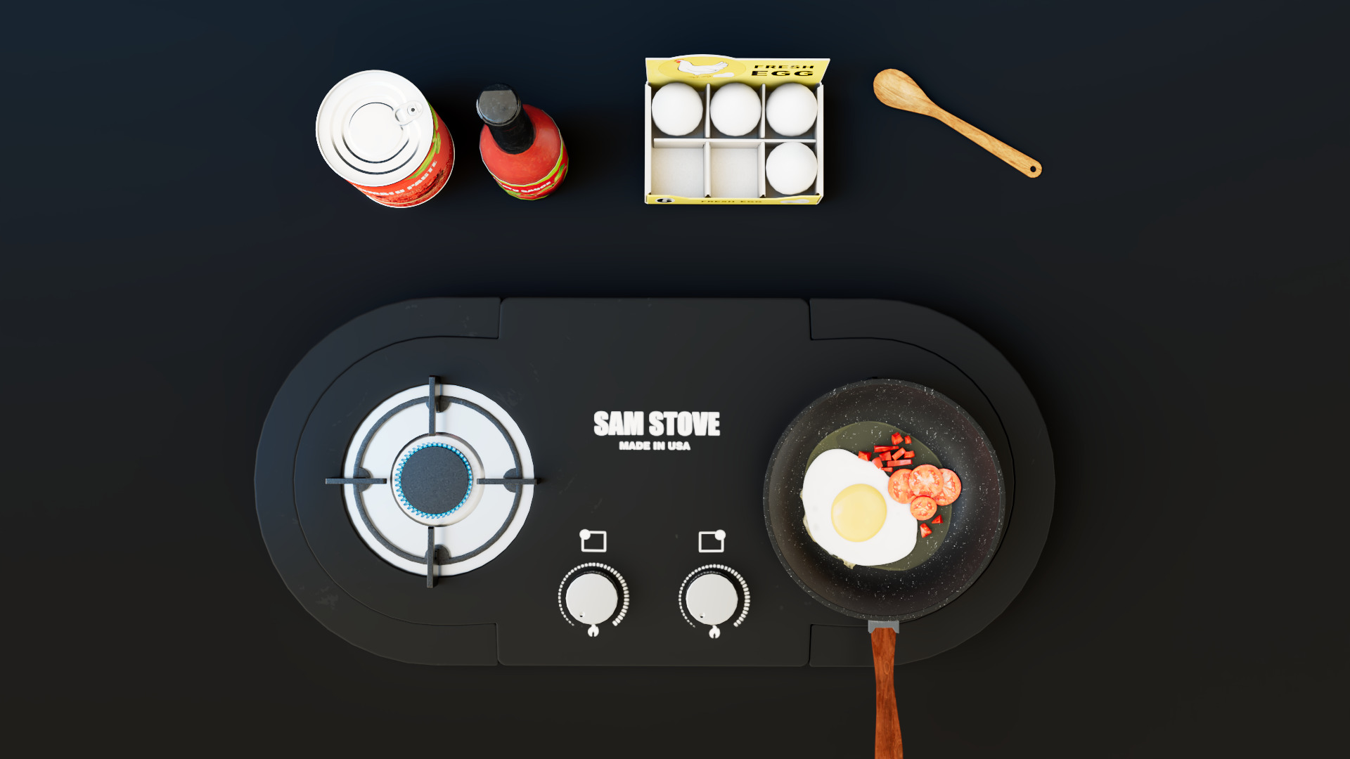 Gas stove Low-poly 3D model_3