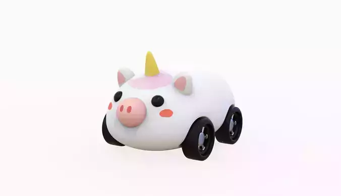 Cartoon Unicorn Car Cute  Low-poly 3D model