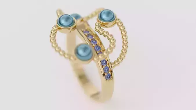 Luxurious Multi Layered Gold Ring 3D Model