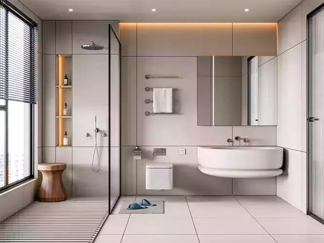 Modern Minimalist Bathroom Interior 510 3D model