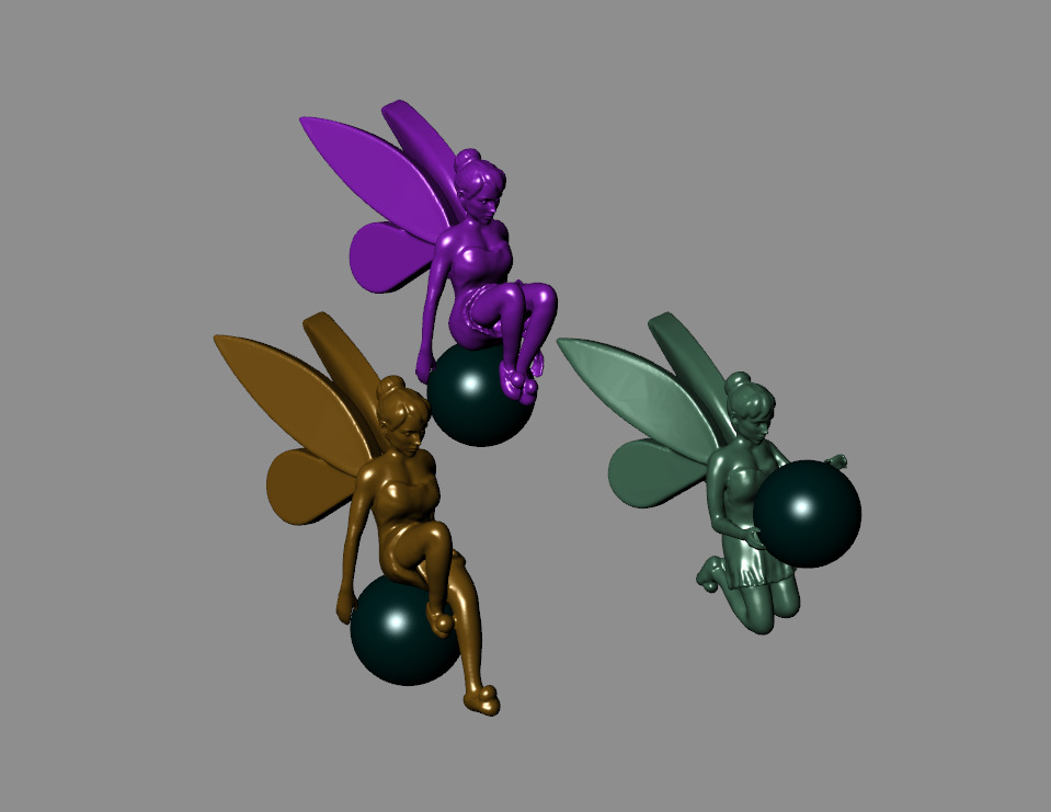 TinkerBell Fairy Charm Pendant 3Unique Poses Holding Orb 3DModel 3D print model_1
