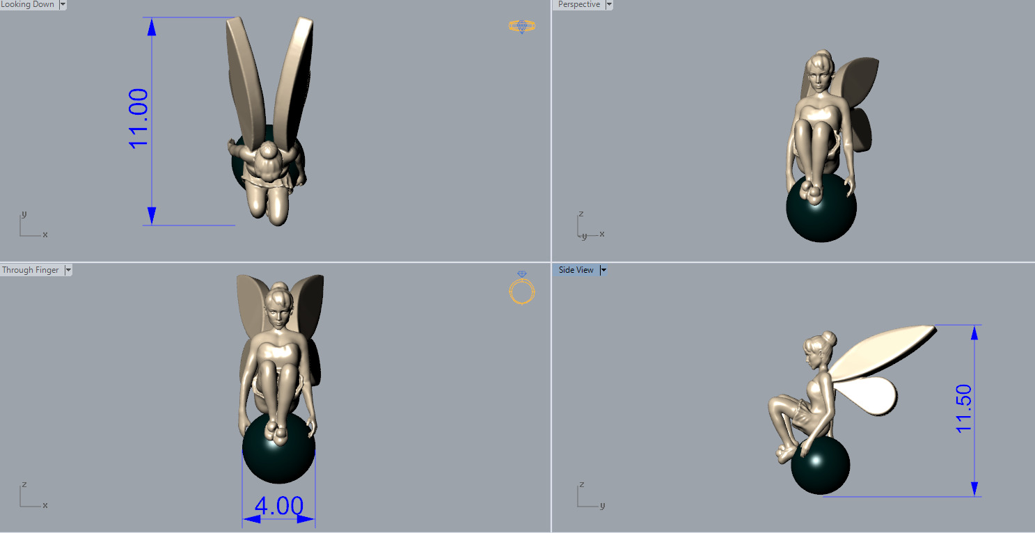 TinkerBell Fairy Charm Pendant 3Unique Poses Holding Orb 3DModel 3D print model_3