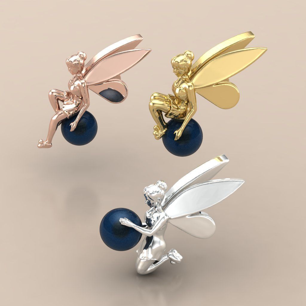 TinkerBell Fairy Charm Pendant 3Unique Poses Holding Orb 3DModel 3D print model_5