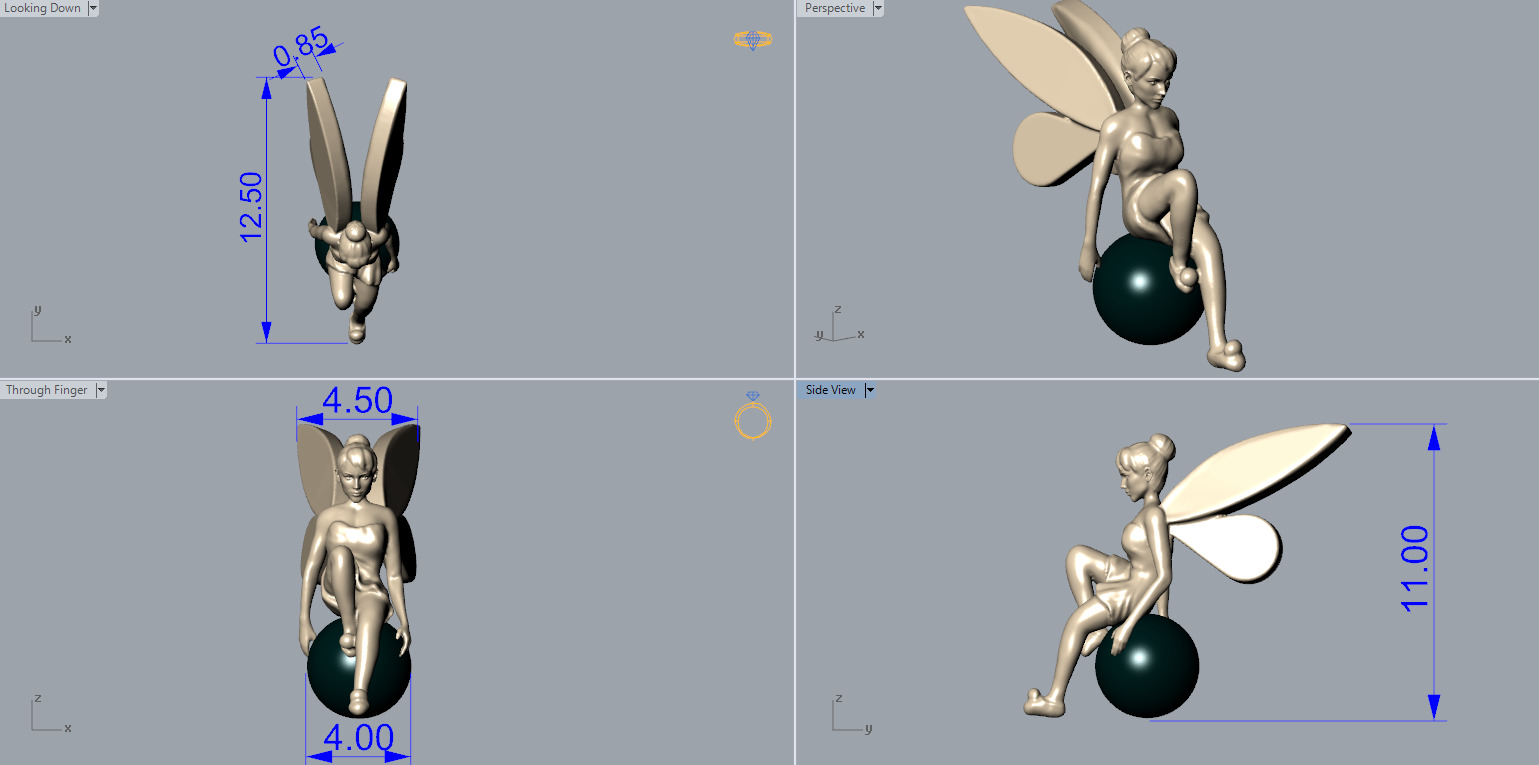 TinkerBell Fairy Charm Pendant 3Unique Poses Holding Orb 3DModel 3D print model_2