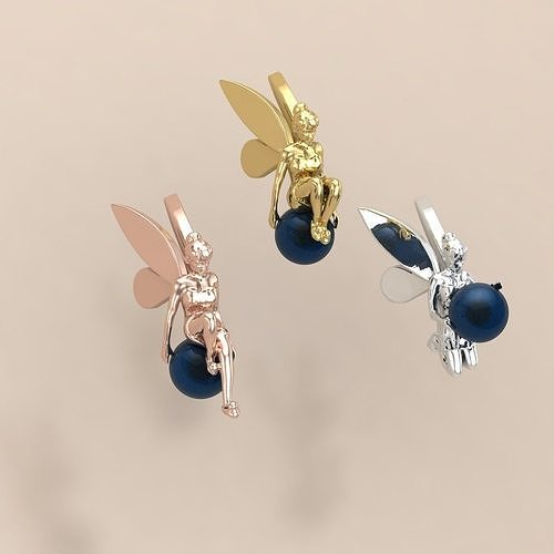 TinkerBell Fairy Charm Pendant 3Unique Poses Holding Orb 3DModel 3D print model