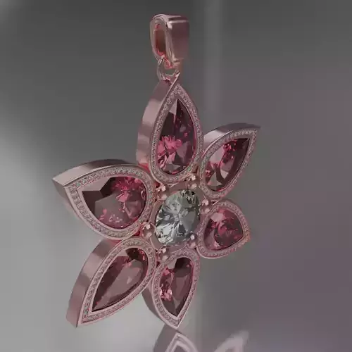 pendant Rose gold Verdeluna Etoile with spinel 3D model
