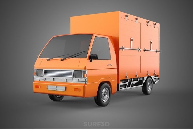 ORANGE PACKAGE MAIL POST SERVICE DELIVERY PARCEL BOX TRUCK VAN 3D model
