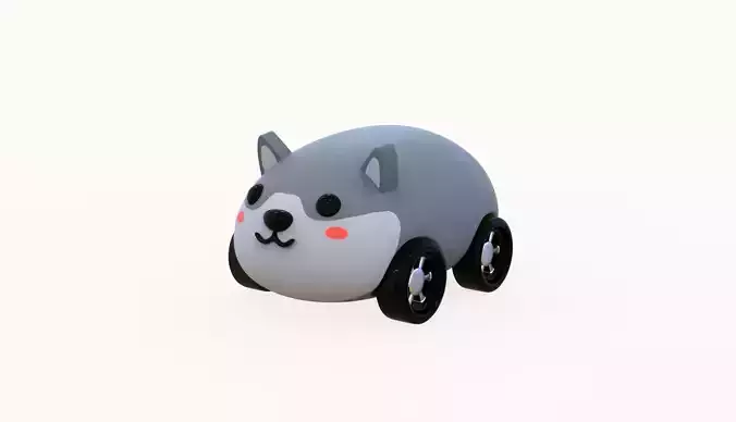 Cartoon Wolf Car Cute  Low-poly 3D model