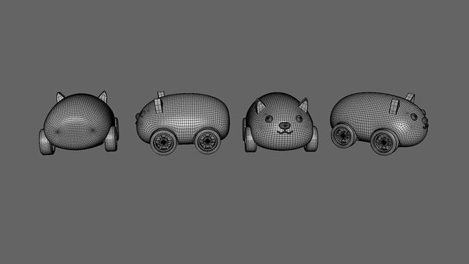 Cartoon Wolf Car Cute  Low-poly 3D model 7