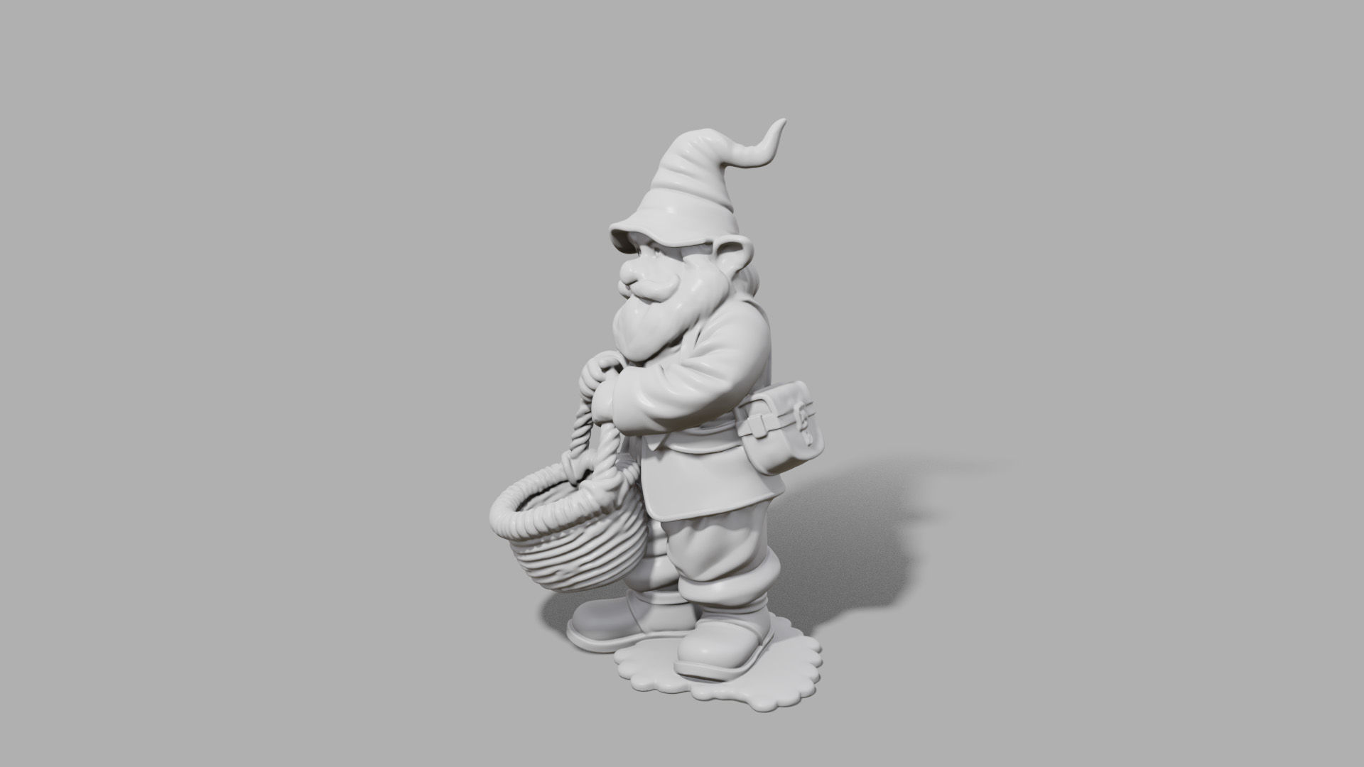 Gnome with a basket 3D print model_2