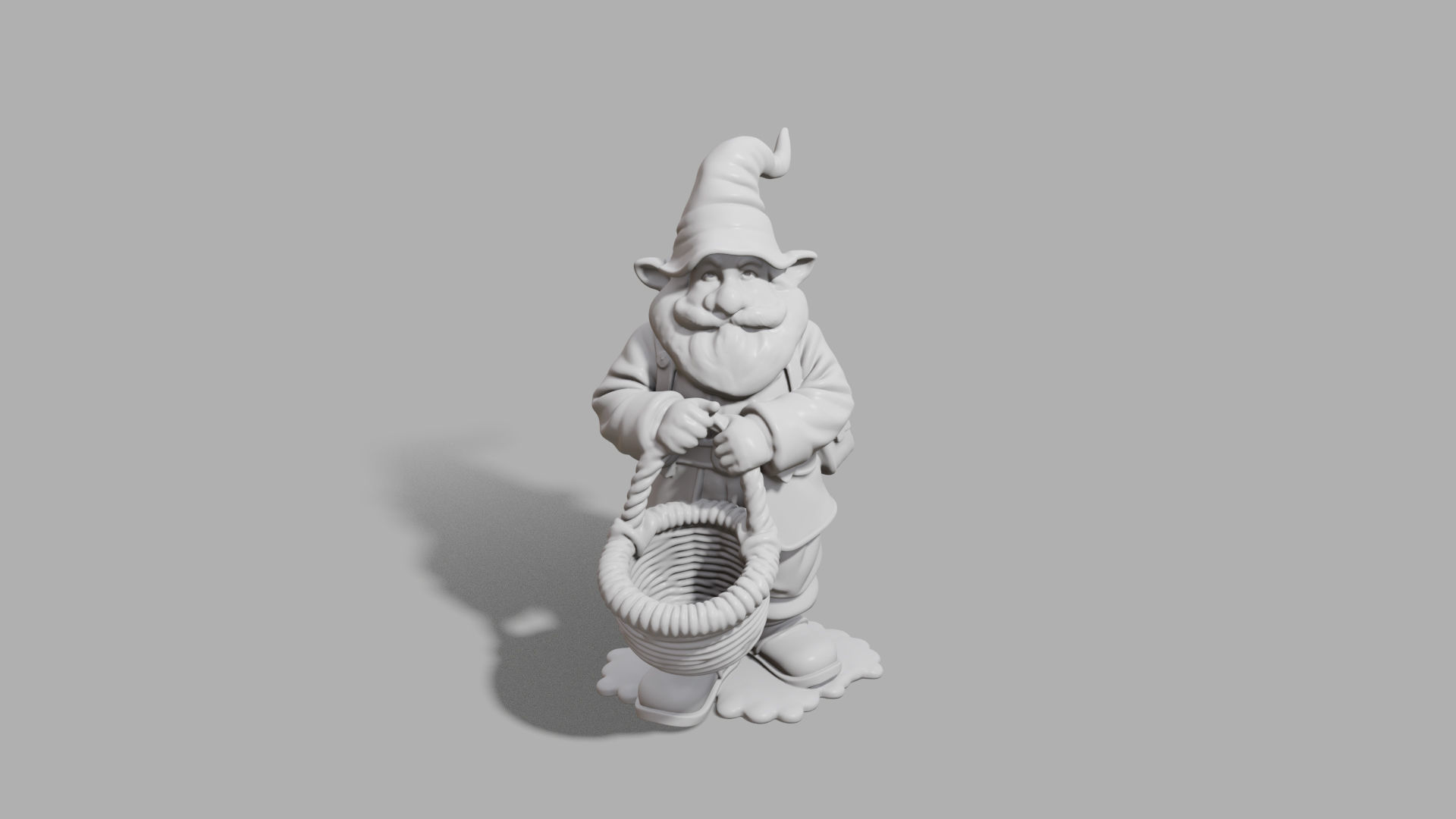 Gnome with a basket 3D print model_3