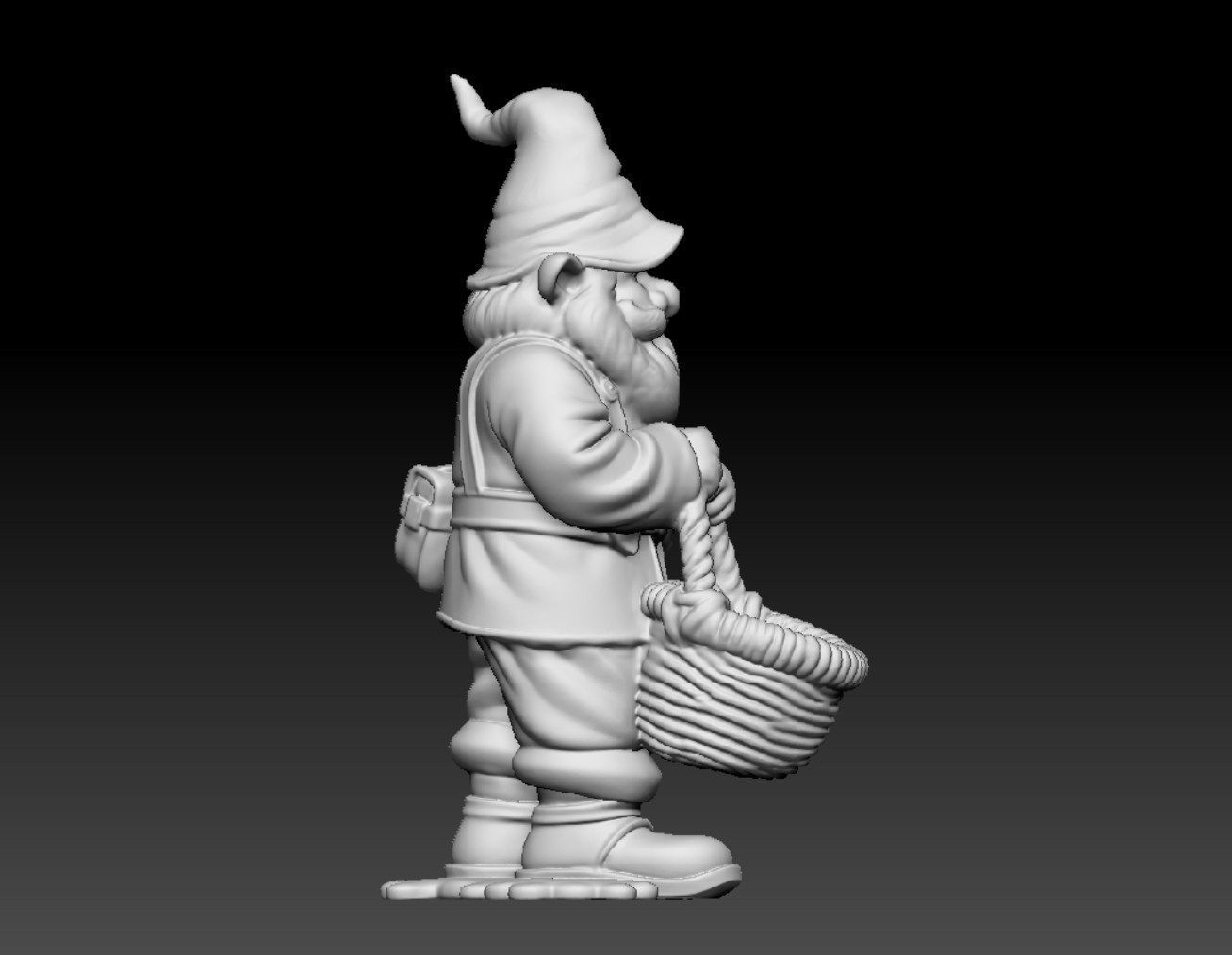 Gnome with a basket 3D print model_10