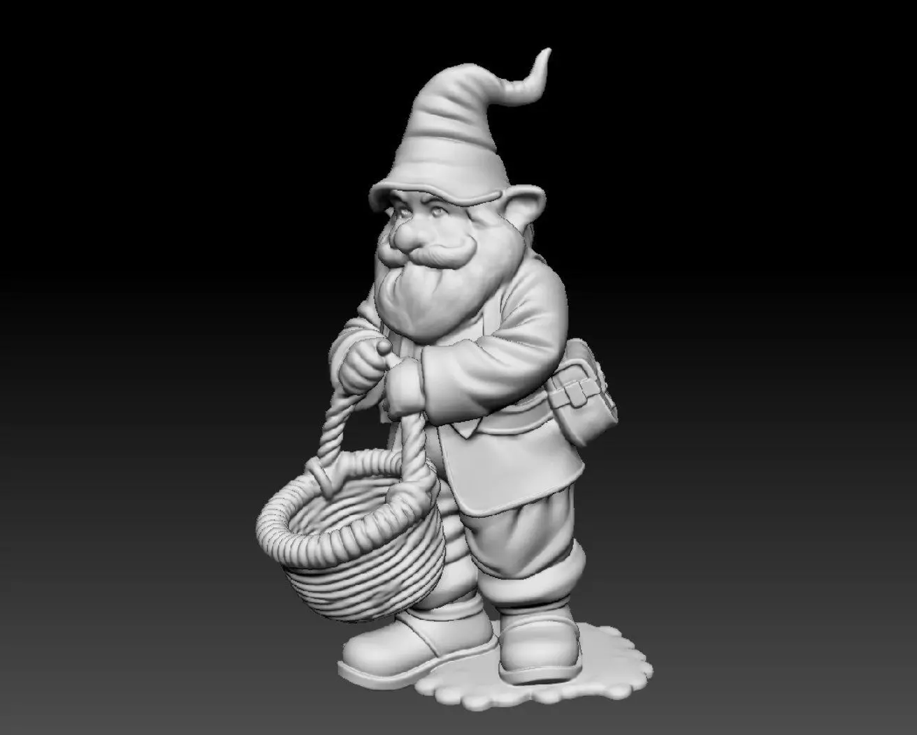 Gnome with a basket 3D print model_0