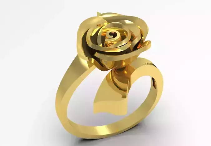 Yellow gold ring with rose design model gr0117 3D print model