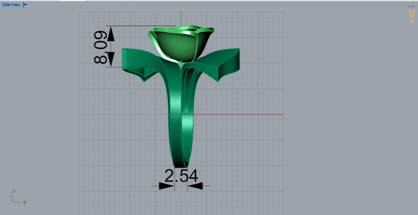 Yellow gold ring with rose design model gr0117 3D print model_10