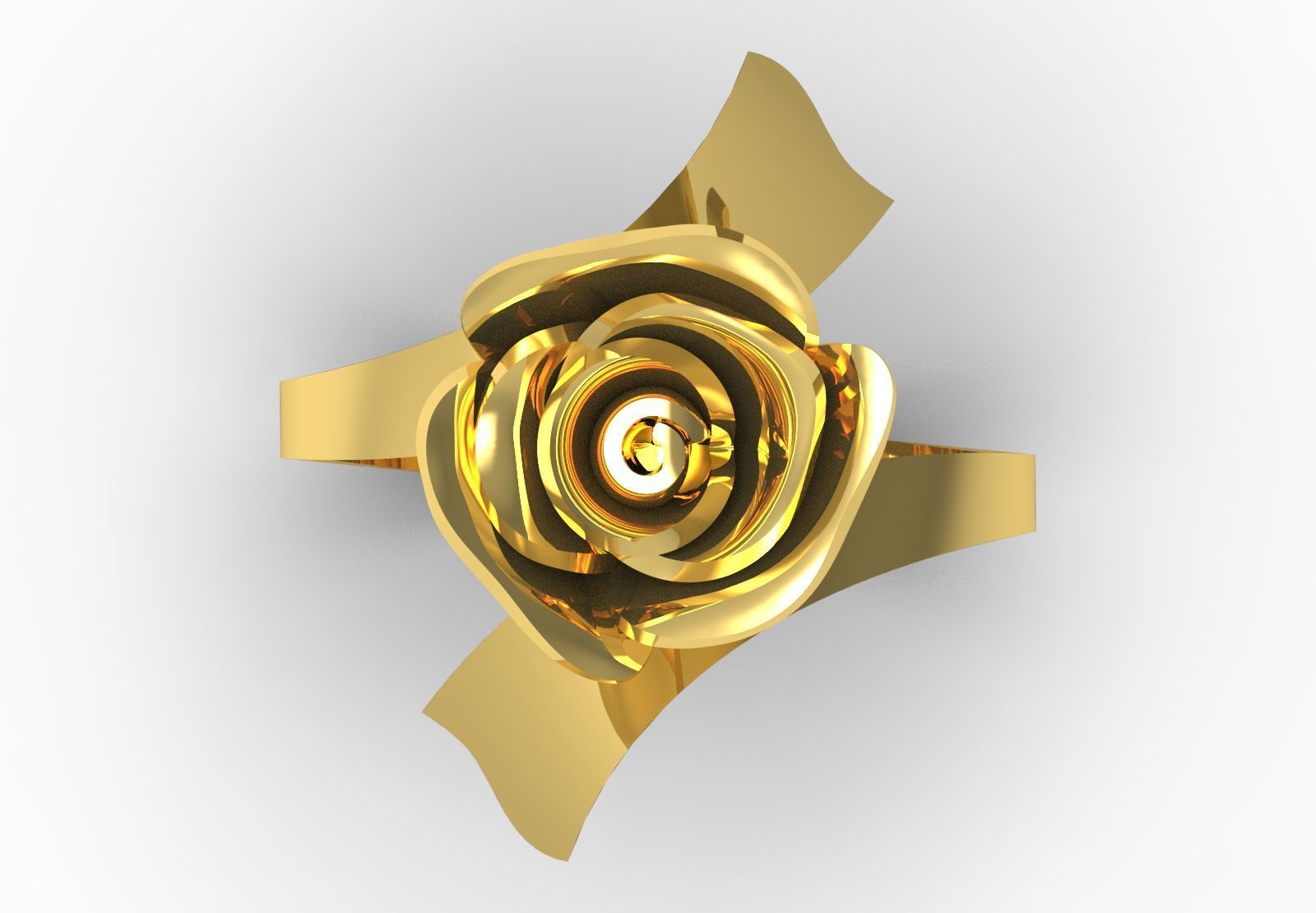 Yellow gold ring with rose design model gr0117 3D print model_3