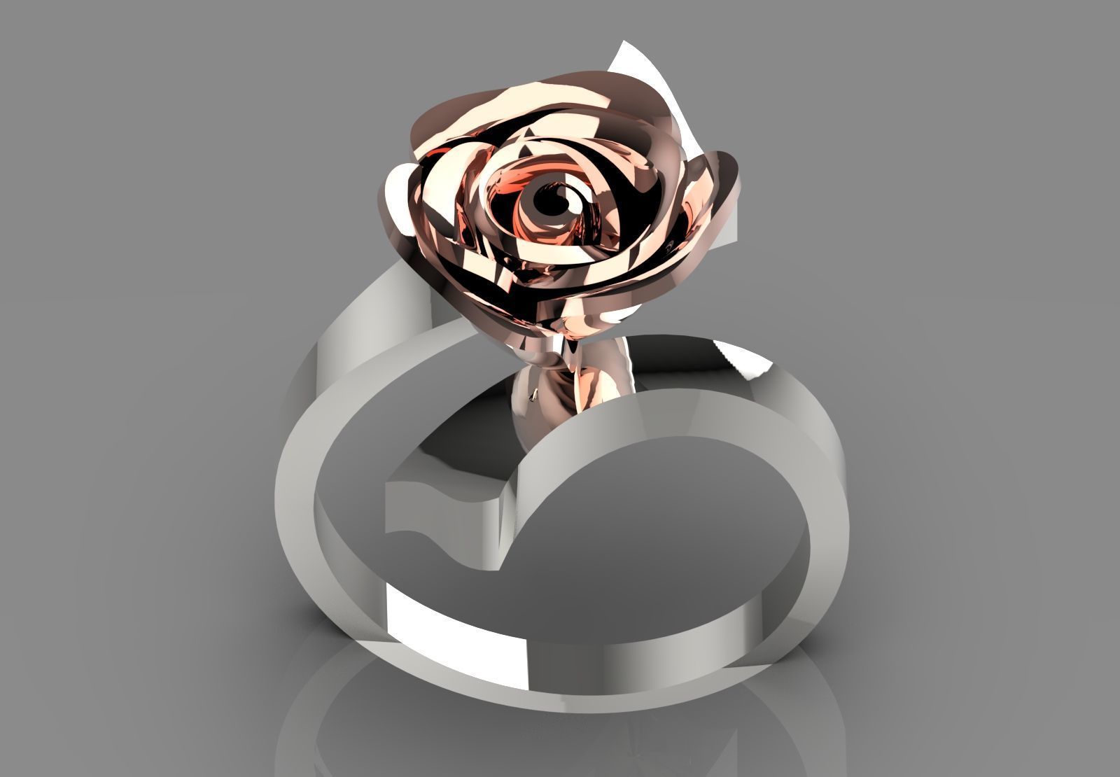 Yellow gold ring with rose design model gr0117 3D print model_13