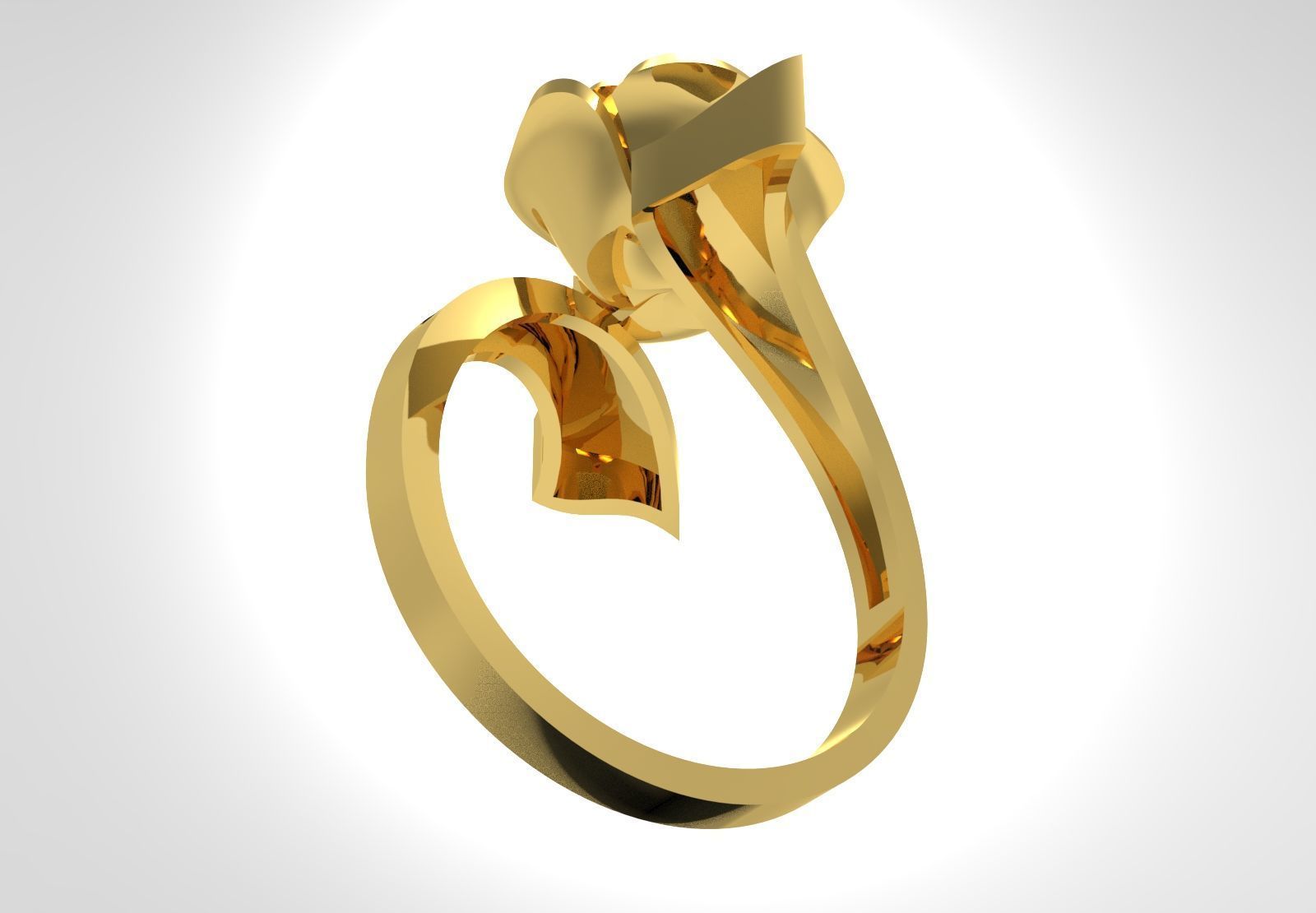 Yellow gold ring with rose design model gr0117 3D print model_15