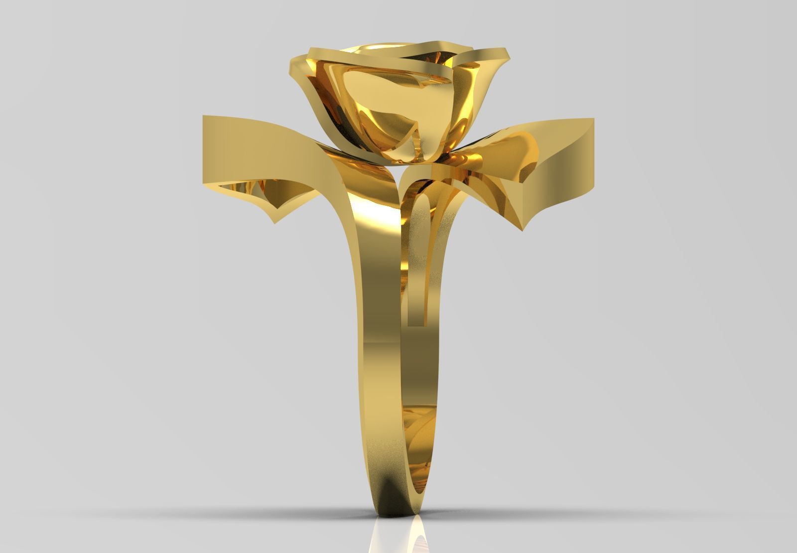 Yellow gold ring with rose design model gr0117 3D print model_2